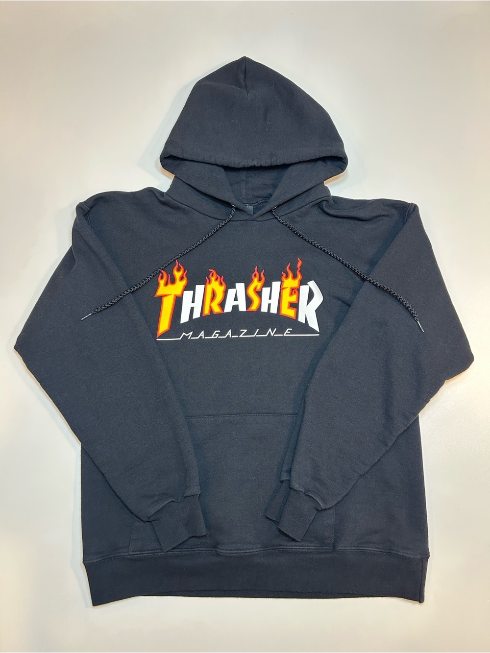 Thrasher Magazine Flame Logo Black Pullover Hoodie Skateboard Streetwear